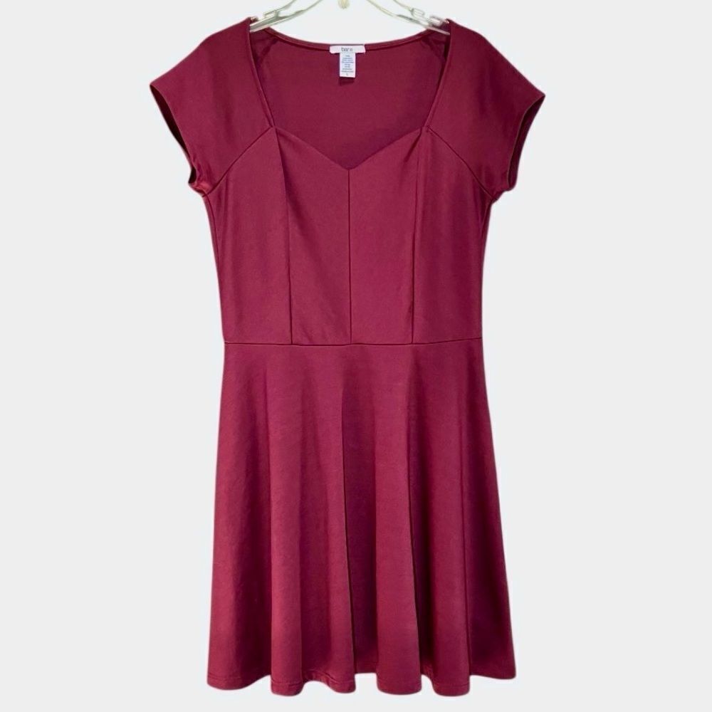 Bar III Sweetheart Fit and Flare Knit Dress in Burgundy Women’s L